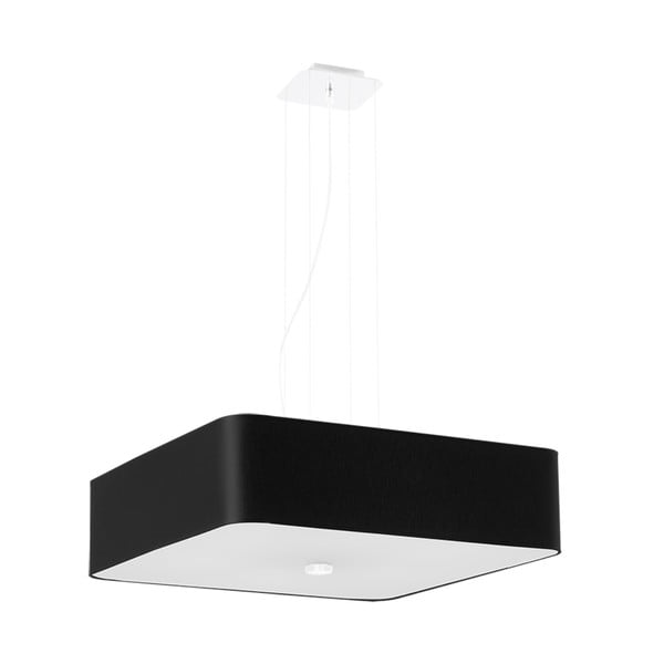 Čierne závesné svietidlo so skleneno-textilným tienidlom Kortez – Nice Lamps