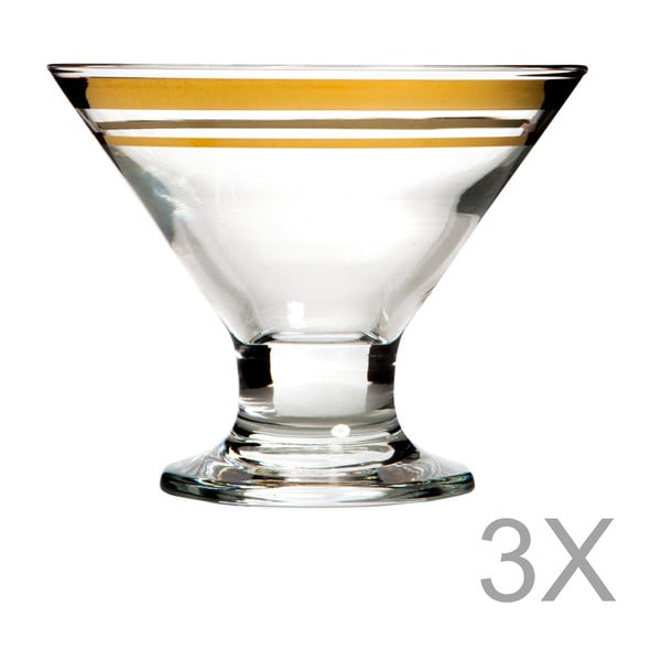 Sada 3 čírych pohárov s okrajom zlatej farby Mezzo Jack, 320 ml
