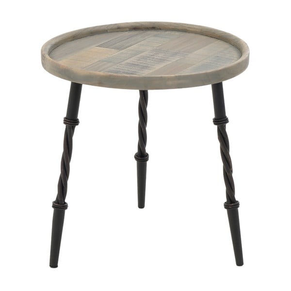 Drevený príručný stolík s kovovými nohami InArt, ⌀ 45 × 46 cm