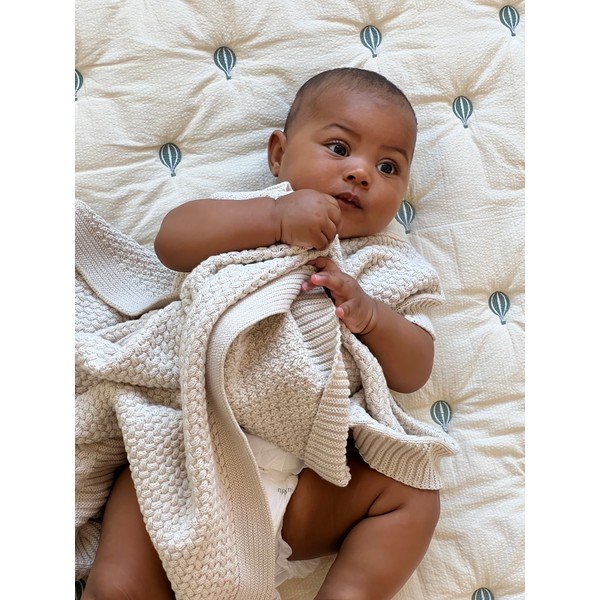 Svetložltá/modrá prešívaná detská deka z Bio bavlny 90x120 cm Balloon – Cam Cam Copenhagen-image-2