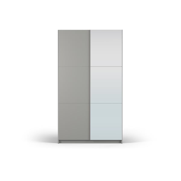 Sivá šatníková skriňa so zrkadlom a s posuvnými dverami 122x215 cm Lisburn - Cosmopolitan Design