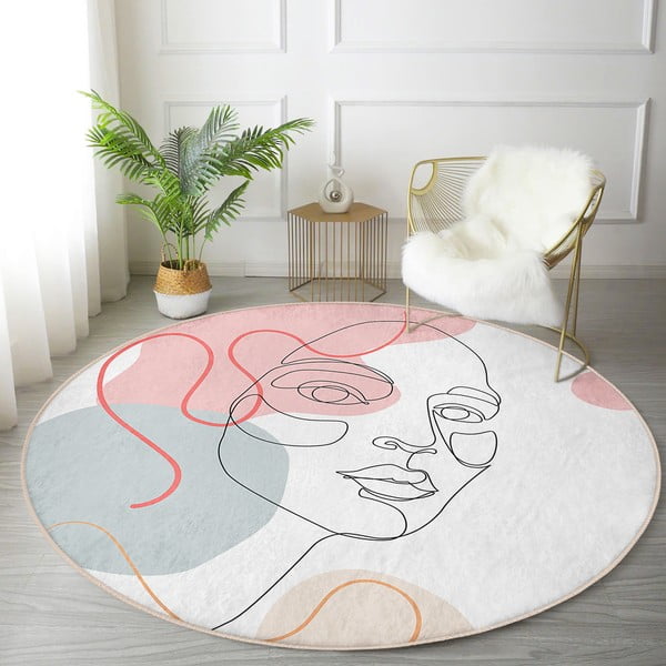 Biely prateľný okrúhly koberec vhodný pre robotické vysávače ø 120 cm Comfort – Mila Home-image-1