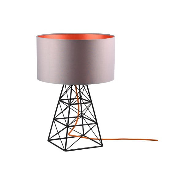 Sivá stolová lampa s oranžovým káblom Filament Pylón