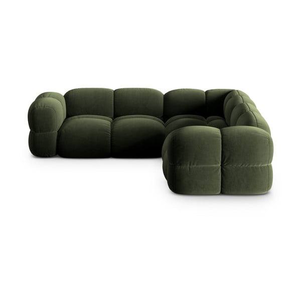 Zelená zamatová rohová pohovka Loretto – Cosmopolitan Design