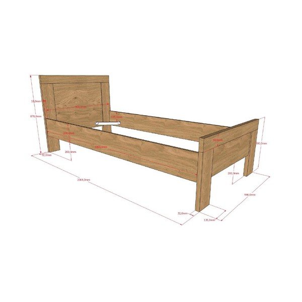 Detská posteľ bez roštu v prírodnej farbe 90x200 cm Sam – Vipack-image-2