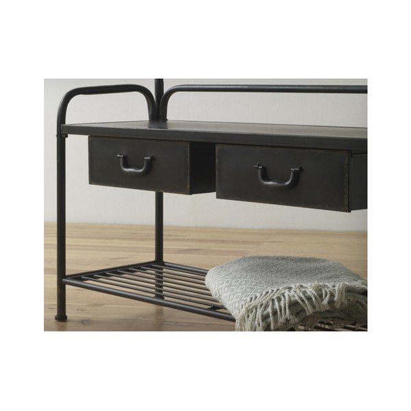 Čierny kovový vešiak s lavicou a skrinka na topánky Geese Gerome-image-2