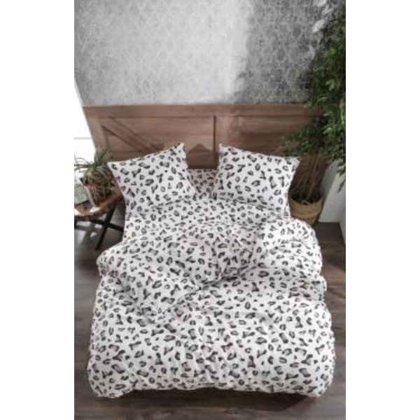 Biele/sivé obliečky na dvojlôžko/predĺžené z bavlny Renforcé s plachtou/4-dielne 200x220 cm – Mila Home-image-1