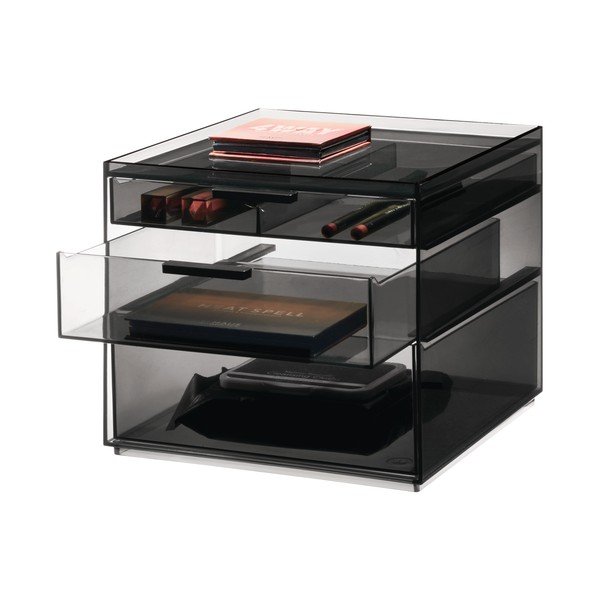 Matne čierny kúpeľňový organizér na kozmetiku z recyklovaného plastu - iDesign-image-3