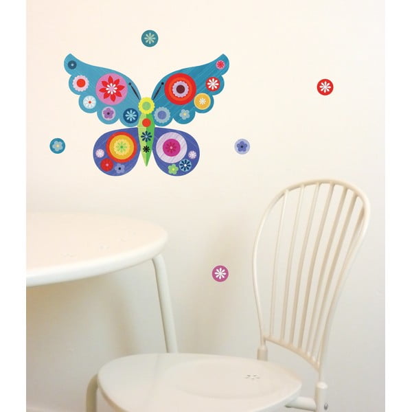 Samolepka na viac použití Butterfly Mini Blue, 30x21 cm