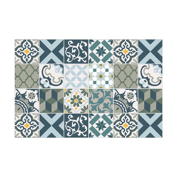 Sada 24 samolepiek na stenu Ambiance Azulejos Rony, 10 × 10 cm-image-2