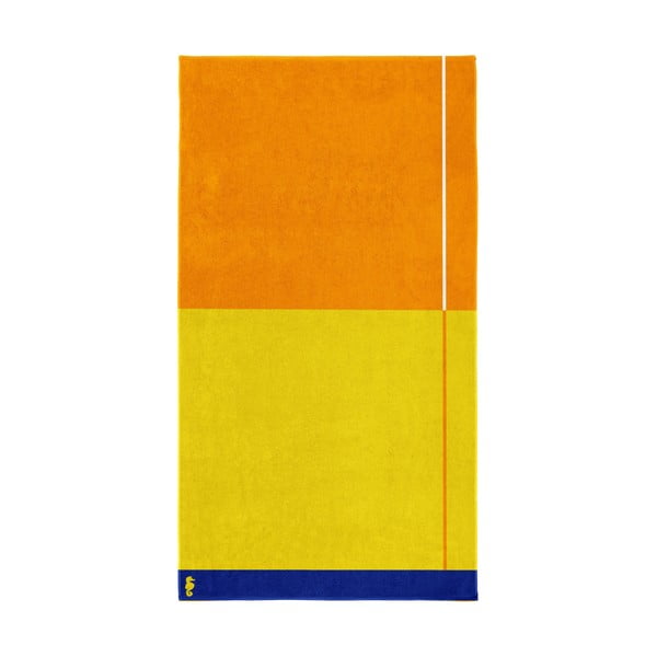 Žlto-oranžová bavlnená osuška Seahorse Block, 180 × 100 cm