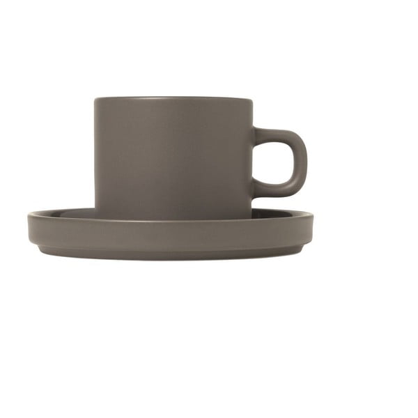 Súprava 2 sivých šálok na kávu s tanierikmi Blomus Pilar, 200 ml