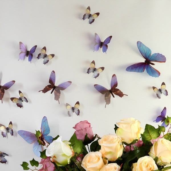 Trojrozmerné samolepky motýlikov Walplus Streak Butterfly Blue