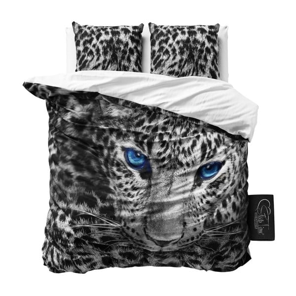 Sivé obliečky z mikroperkálu Sleeptime Cheetah, 240 x 220 cm