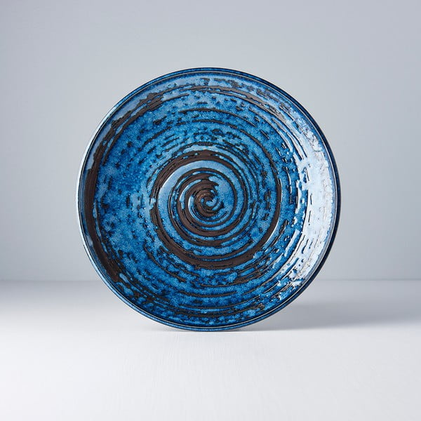 Modrý keramický tanier Mij Copper Swirl, ø 25 cm-image-1