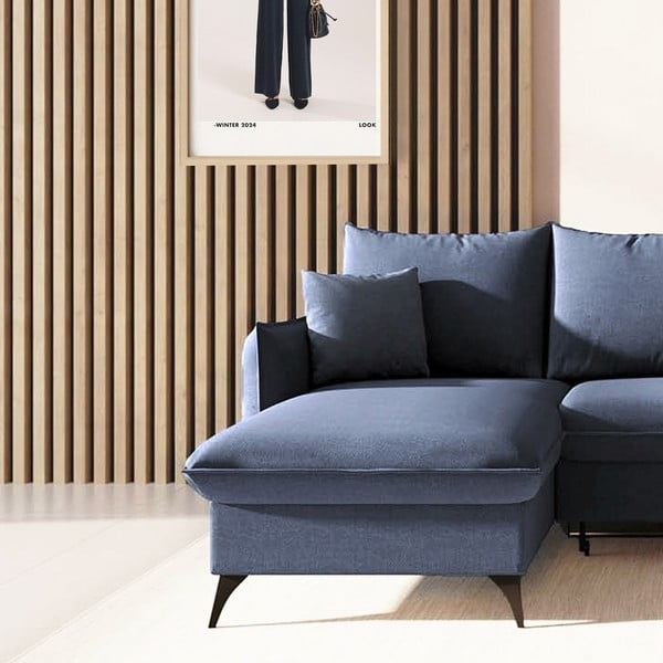 Modrá rozkladacia/s úložným priestorom rohová pohovka (ľavý roh/s leňoškou) Brim – Rodier-image-4