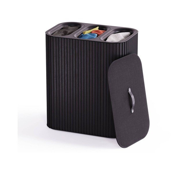 Čierny bambusový kôš na bielizeň 3x30 l Tota Trio Luxe – Joseph Joseph