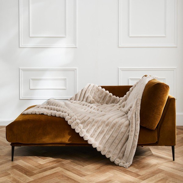 Béžová mikroplyšová deka 180x220 cm Boudoir – douceur d'intérieur-image-3
