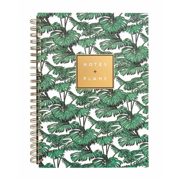 Zápisník A4 s krúžkovou väzbou Portico Designs Palm Leaves, 240 strán