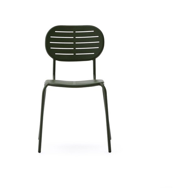 Tmavozelená kovová záhradná stolička Brai – Kave Home-image-2