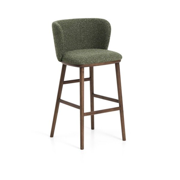 Tmavozelená čalúnená barová stolička (výška sedadla 75 cm) Ciselia – Kave Home