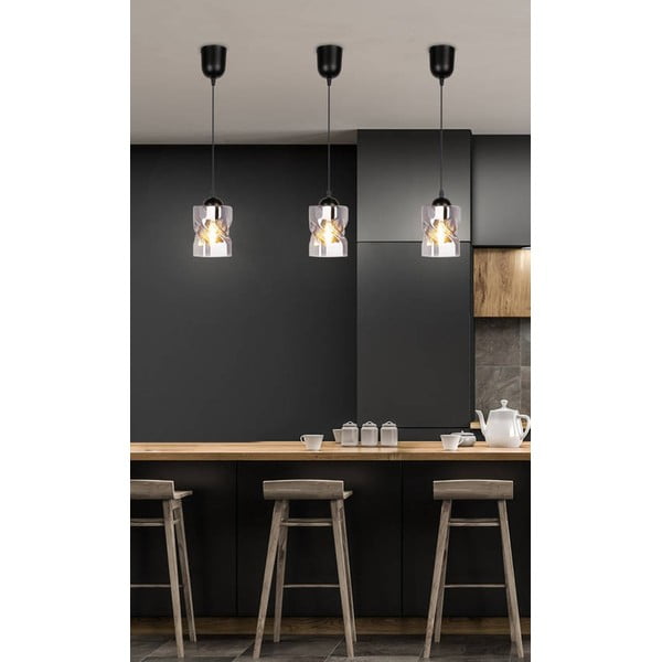 Čierne závesné svietidlo so skleneným tienidlom ø 10 cm Felis - Candellux Lighting-image-1