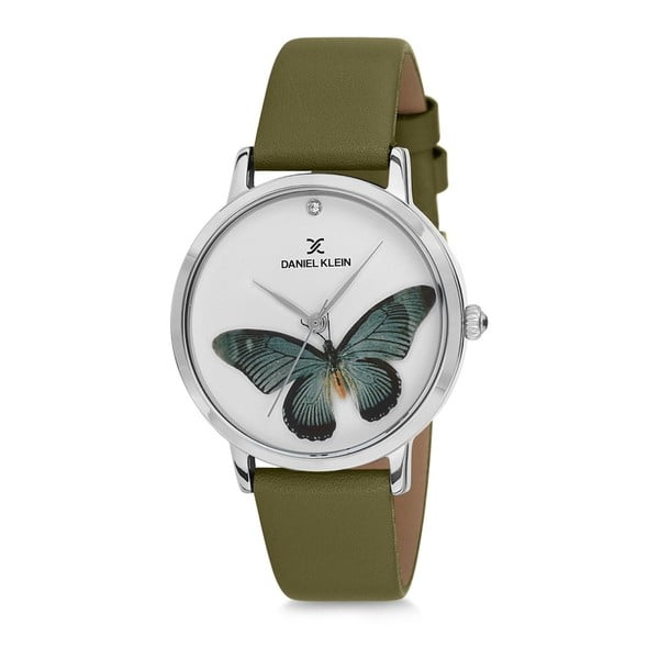 Dámske hodinky se zeleným koženým remienkom Daniel Klein Butterfly