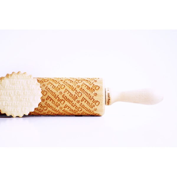 Drevený vianočný embosovaný valček na cesto Valek Merry Christmass-image-2