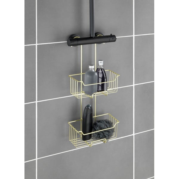 Závesná kúpeľňová polička z nehrdzavejúcej ocele v zlatej farbe Milo – Wenko-image-3