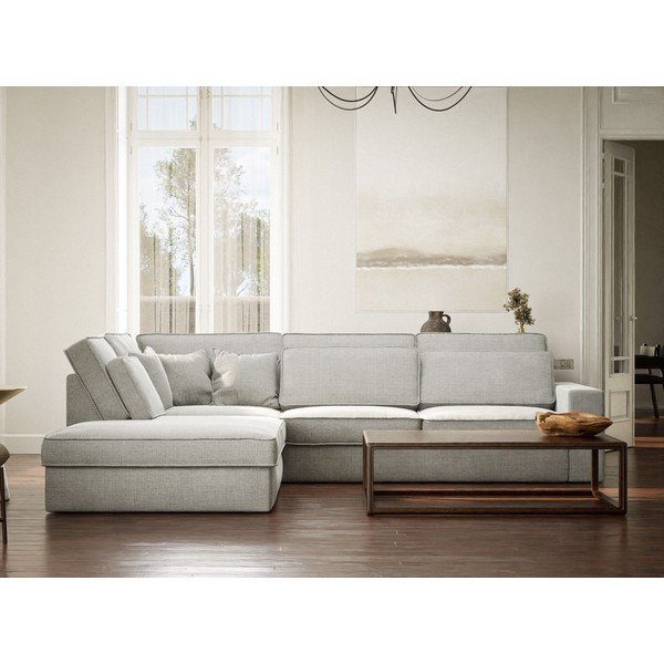 Svetlosivá ženilková rohová pohovka (ľavý roh/do L) Kirou – Maison de Rêve-image-4