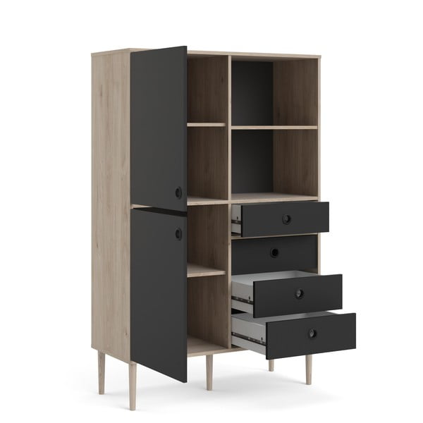 Čierna komoda s rámom v dubovom dekore Tvilum Rome, 99 x 154 cm-image-3