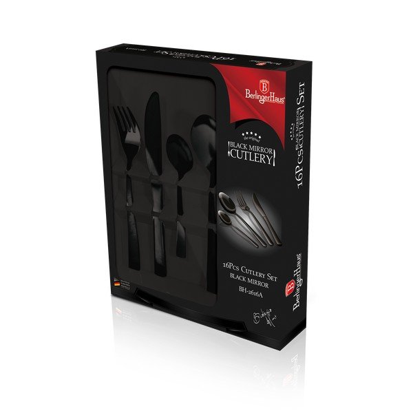 Čierny antikoro príbor 16 ks Black Mirror Collection - BerlingerHaus-image-1