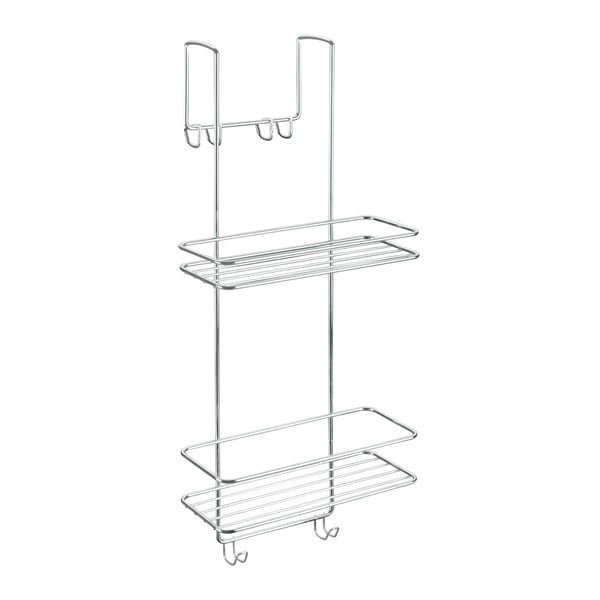 Závesná oceľová kúpeľňová polička bez vŕtania v lesklo striebornej farbe Luxy – Metaltex