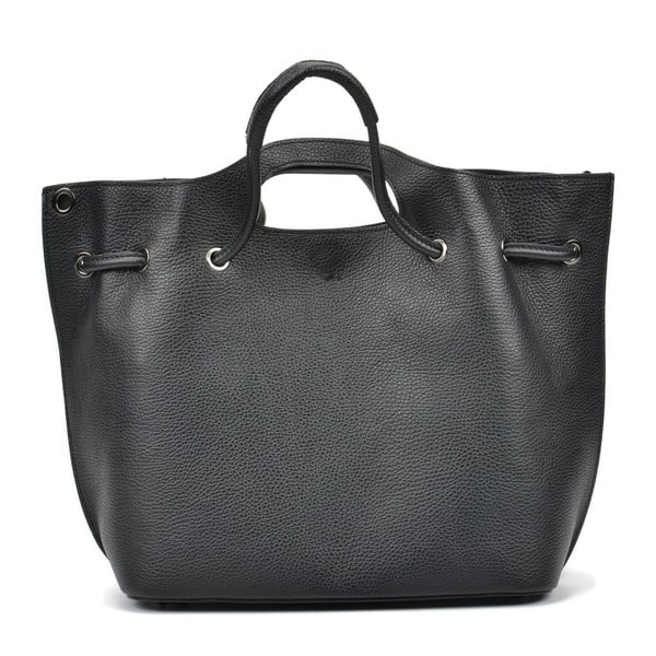Čierna kožená kabelka Mangotti Bags Laura