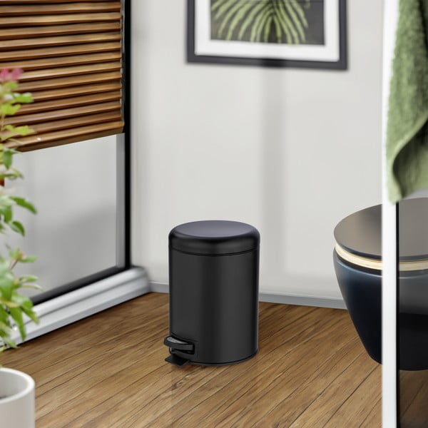Čierny odpadkový kôš Wenko Leman, 5 l-image-1