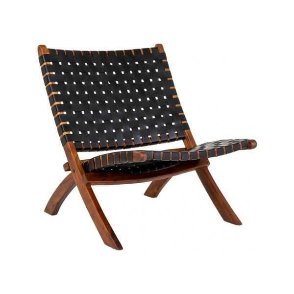 Čierne kožené kreslo s výpletom Perugia - House Nordic