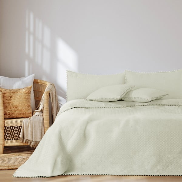 Krémovobiela prikrývka na posteľ AmeliaHome Meadore, 200 x 220 cm-image-3