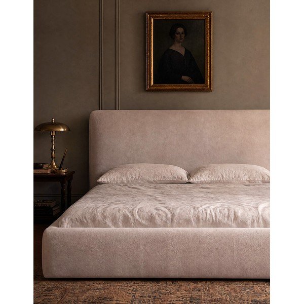 Béžová čalúnená dvojlôžková posteľ s úložným priestorom s roštom 160x200 cm Colonel – Cosmopolitan Design-image-3