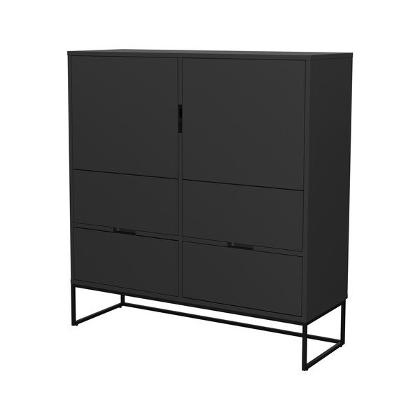 Čierny dvojdverový príborník so 4 zásuvkami SHADOW Tenzo Lipp, výška 127 cm-image-3