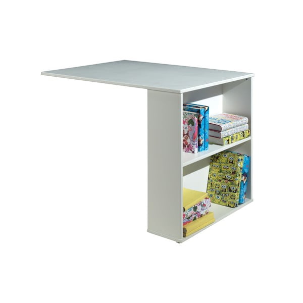 Biela vyvýšená detská posteľ z borovicového dreva s úložným priestorom s roštom 90x200 cm Scott – Vipack-image-4