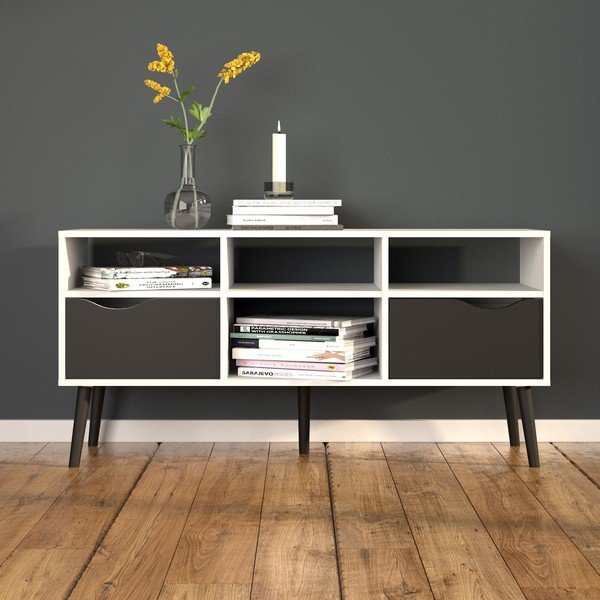 Čierno-biely TV stolík Tvilum Oslo, 117 x 57 cm-image-1