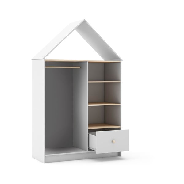 Biela otvorená detská šatníková skriňa 110x180 cm Estefania – Marckeric-image-3