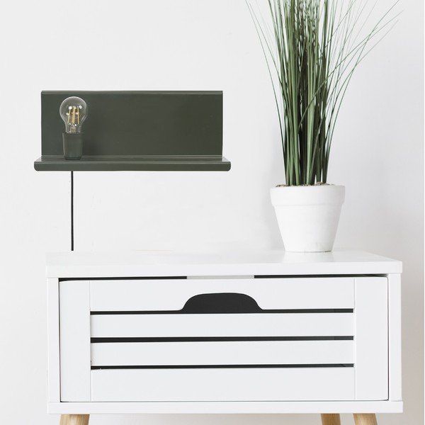 Zelené nástenné svietidlo s poličkou Homemania Decor Shelfie2-image-3