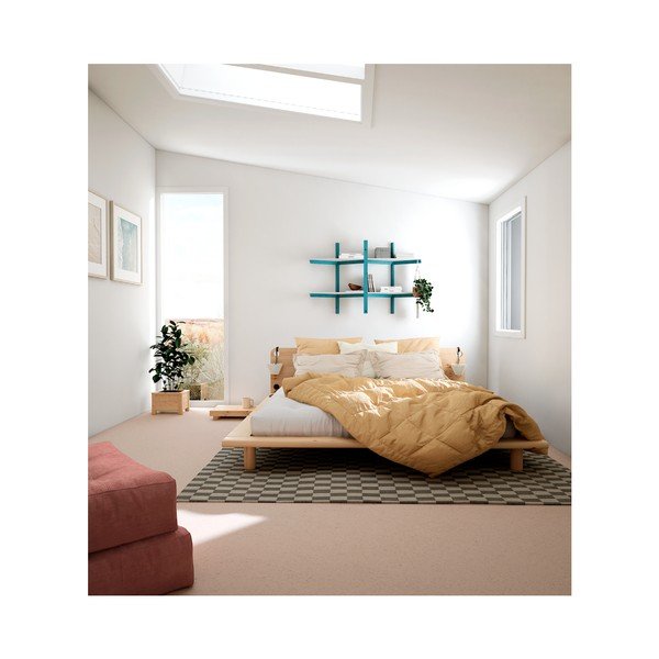 Dvojlôžková posteľ z borovicového dreva s roštom 140x200 cm Peek – Karup Design-image-1