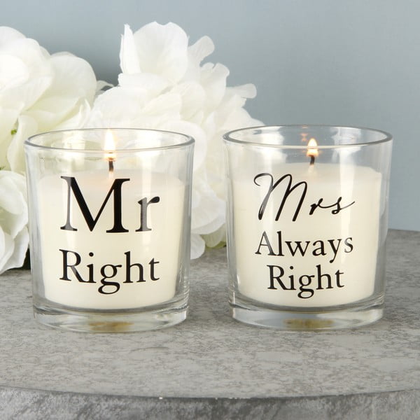 Sada 2 sviečok s vôňou bavlny Amore Mr. Right and Mrs. Always Right, 18 hodín horenia