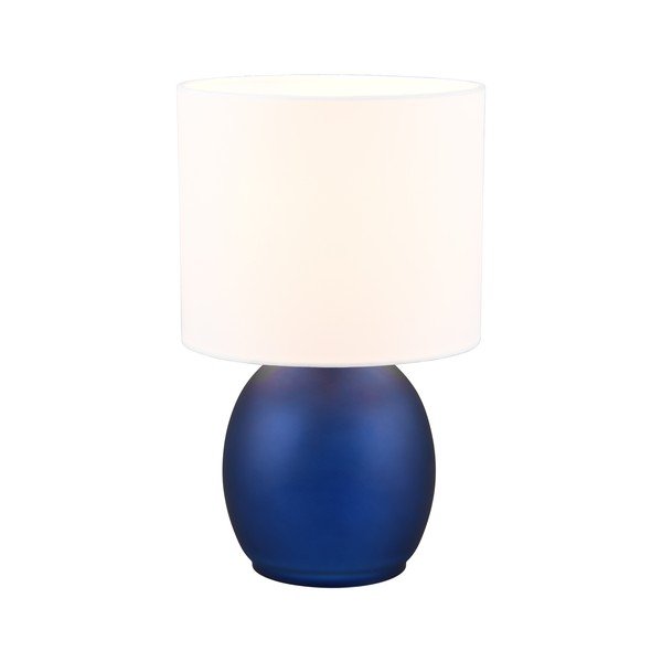 Bielo-modrá stolová lampa s textilným tienidlom (výška 29 cm) Vela – Trio-image-2
