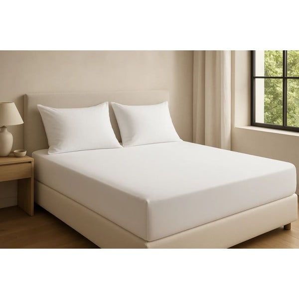 Biela napínacia plachta z bavlny Renforcé 200x140 cm Ranforce – Mila Home Luxury-image-2