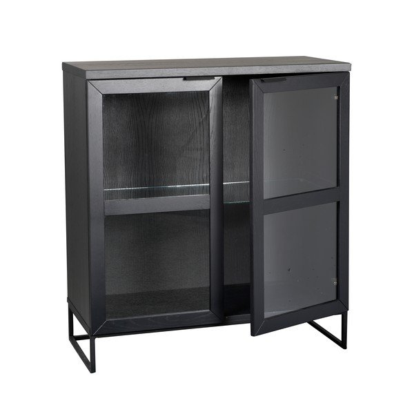 Čierna vitrína z dubového dreva 95x105 cm Everett - Rowico-image-1