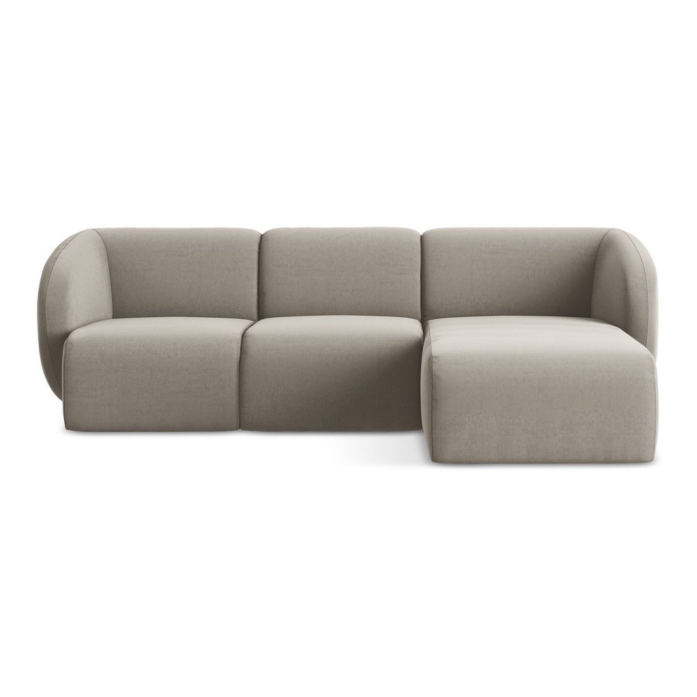 Svetlohnedá zamatová rohová pohovka (pravý roh/s leňoškou) Lani – Makamii