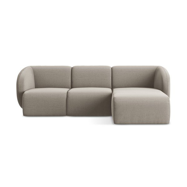 Svetlohnedá zamatová rohová pohovka (pravý roh/s leňoškou) Lani – Makamii